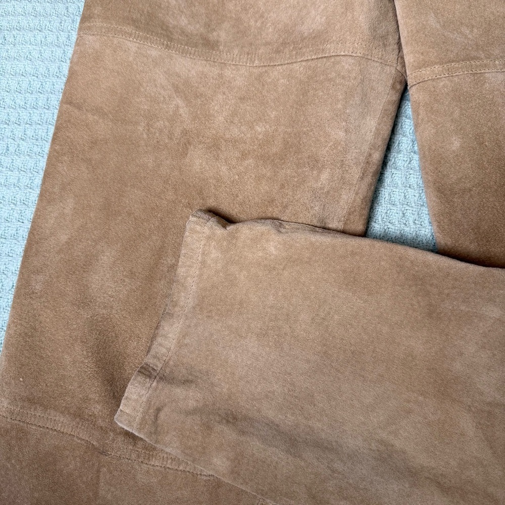 Vintage Lauren Ralph Lauren Suede Pants Womens 14 100% Leather Tan LRL Western - Picture 3 of 10